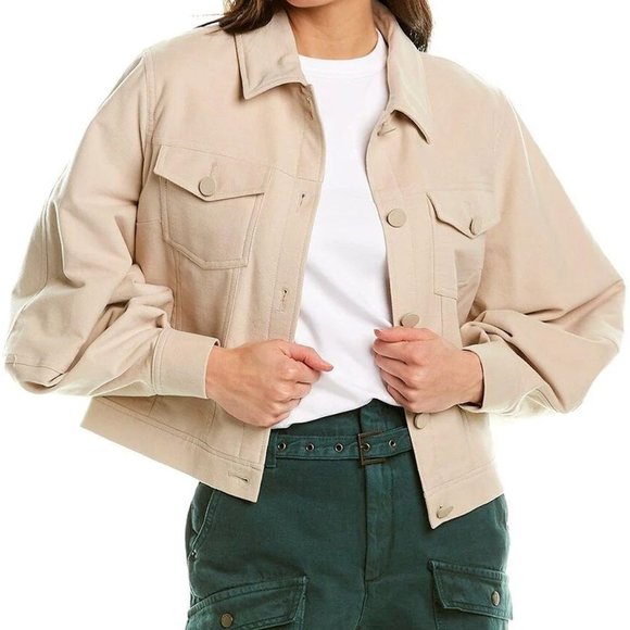 Ted Baker Light Brown Sofea Cropped Jacket with Balloon Sleeves, Size L - Picture 2 of 16